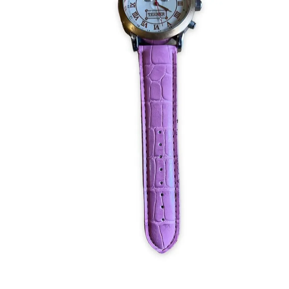 Bijoux Terner Women's Analog Watch Pink Leather Faux Croc Band Needs Battery